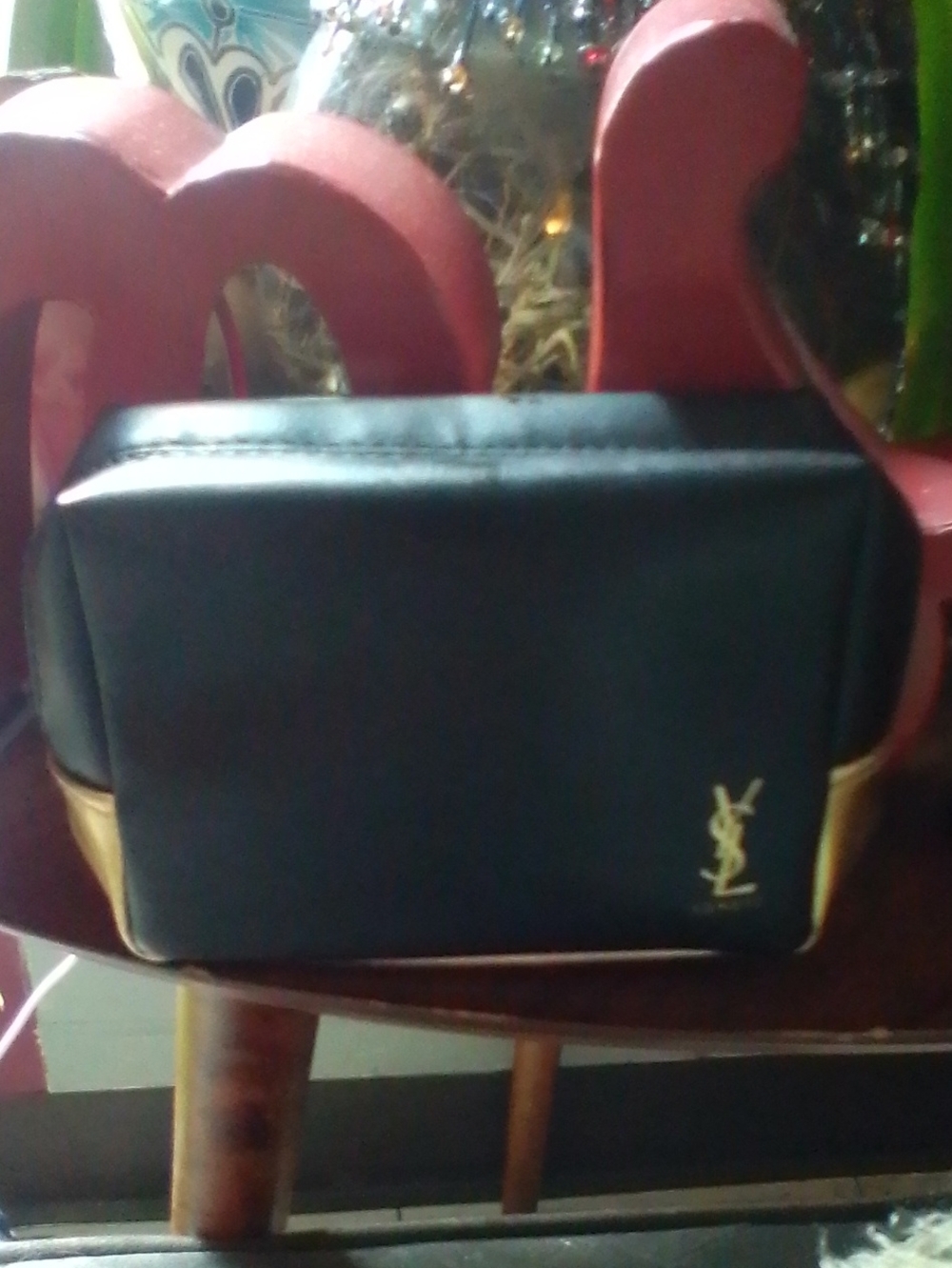 Yves Saint Laurent Black and Gold Toiletry Bag